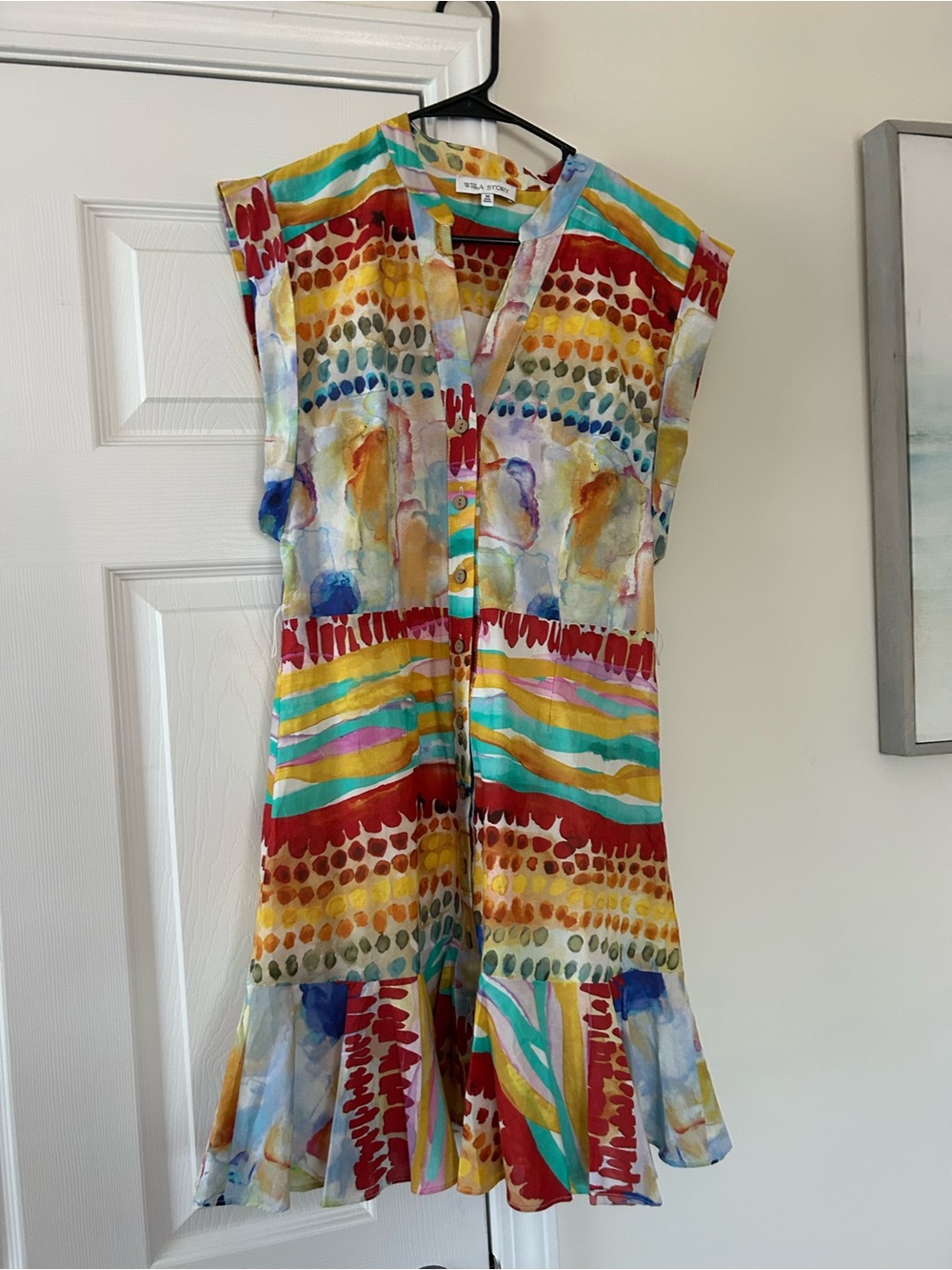 Willa Story Sleeveless Multicolor Abstract Stripe Midi Dress